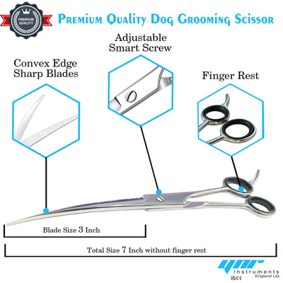 7" Professional Pet Dog Cat Hair Curved Cutting Grooming Scissors Shears